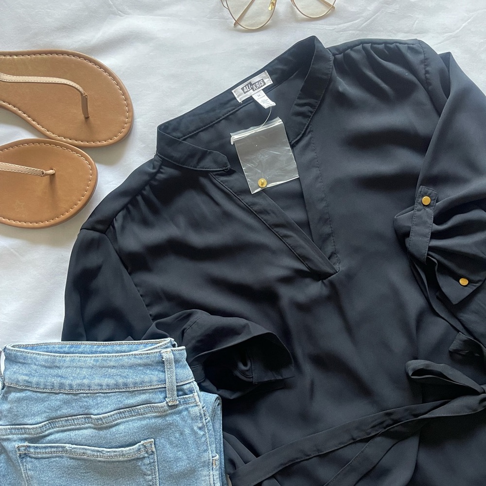 🌚 Navy Blue 3X Blouse
